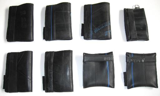 Recycled inner tube wallets made by recycled.co.nz in Wellington, NZ.